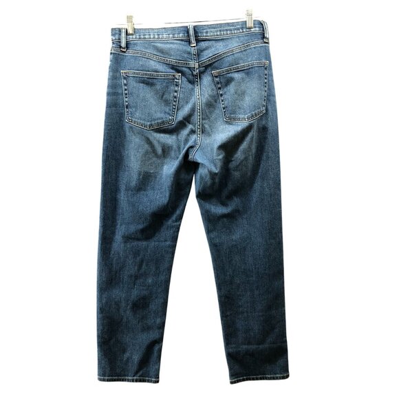 Uniqlo High Rise Straight Jean Womens 30 Blue Stretch Medium Wash - Picture 2 of 10